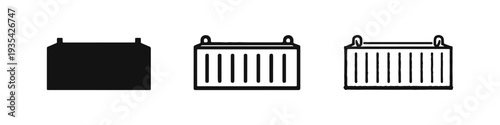 Shipping Container Icon Set: Cargo Box Symbol for Global Trade, Logistics, and Industrial Transport