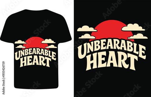 T shirt mockup displaying a sunset scene with bold text design