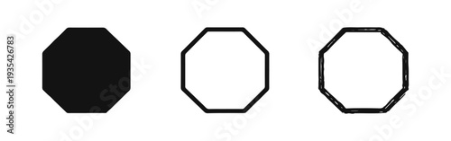 Octagon Shape Icon Set: Geometric Octagonal Frame for Stop Signs, Borders, and Design Elements