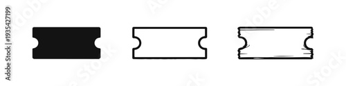 Generic Ticket Icon Set - Entrance Pass Silhouette, Outline, and Sketch for Various Events