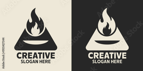 Creative fire flame triangle logo design