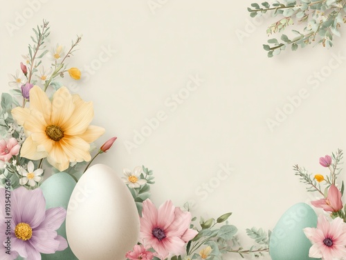 Spring-Themed Watercolor Easter Egg with Floral Details