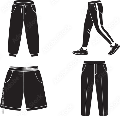 4 Black Icons Joggers, Sweatpants, Shorts and Striped Pants