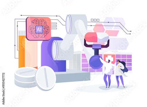 Robotic Pharmacy Dispenser abstract concept vector illustration.