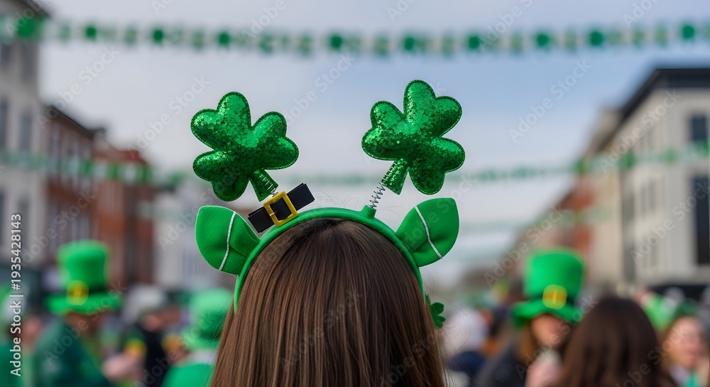 Fototapeta premium St patrick's day celebration with green decorations and shamrocks