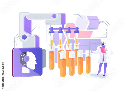Lab Pipetting Robot abstract concept vector illustration.