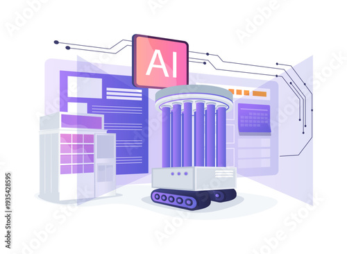 Sterilization UV-C Robot abstract concept vector illustration.