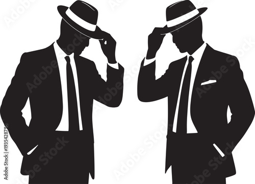 Dapper Gentlemen Silhouette Vintage Style