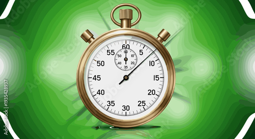 Golden Stopwatch Illustration: Time Management Urgency for Business, Project Deadlines and Sports Timing with Precise Measurement, isolated on transparent background.