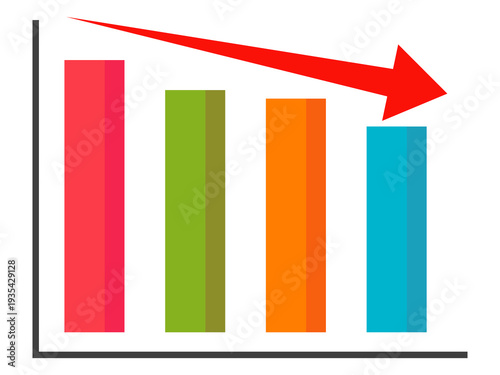 Colorful economic and financial charts. Upward and downward trend charts. Economic theme design in a flat style.