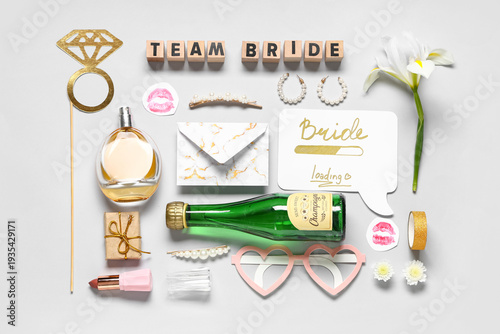 Text TEAM BRIDE and decor f...