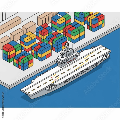 Cargo Ship Loading Containers at Dock.