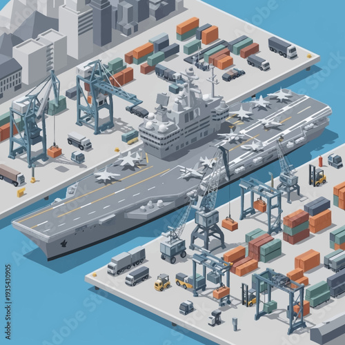 Large Cargo Ship at Industrial Dock.