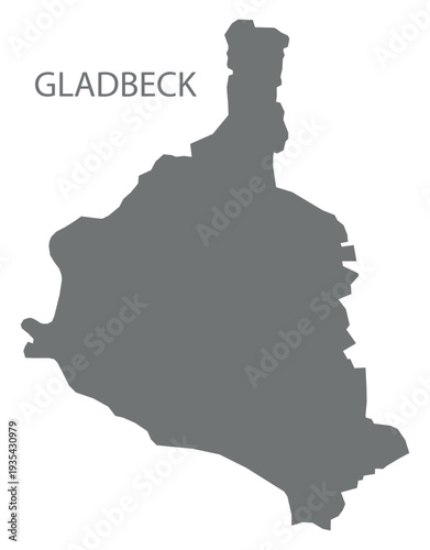 Gladbeck city map with boroughs grey illustration silhouette shape
