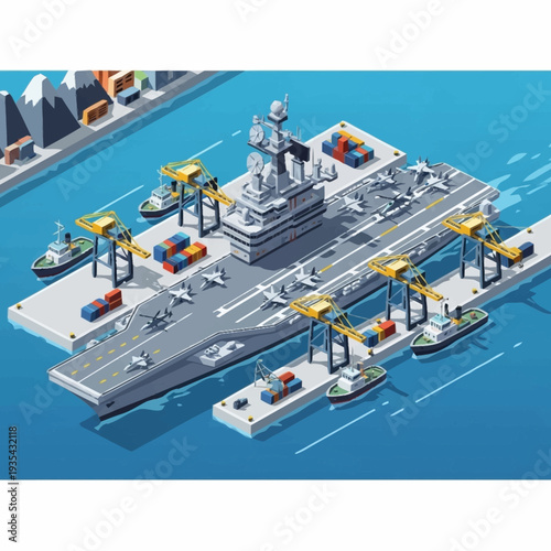 Aerial View of Modern Container Shipping Port.
