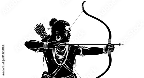A person in traditional indian attire holding a bow and arrow