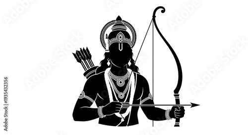Illustration of lord rama with bow and arrow