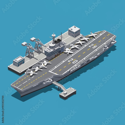 Aircraft Carrier Ship with Fighter Jets.