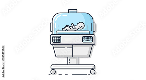 Neonatal Incubator with Baby, Medical Equipment Icon