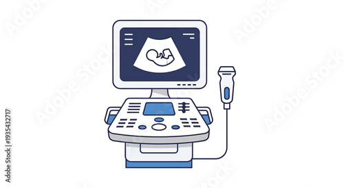 Ultrasound Machine with Fetus Scan - Medical Technology Icon