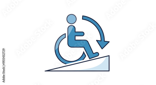 Wheelchair Ramp Icon: Accessible Entrance for Disabled People
