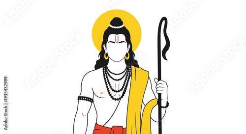 Illustration of shiva with a staff and halo