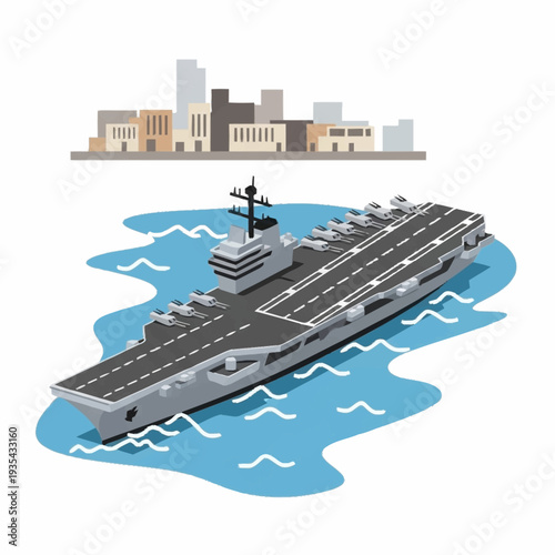 Aircraft Carrier Ship Naval Vessel Illustration.
