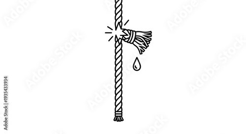 Vector Broken Rope Illustration: Symbolic Cut, Failure & Loss - Minimalist Graphic Design isolated on transparent background for Stock Assets