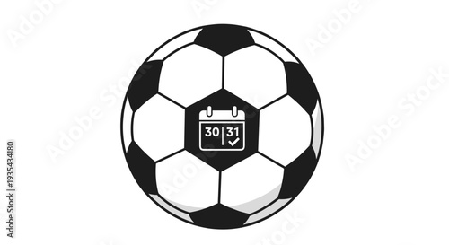 Football Schedule Vector: Soccer Tournament Fixture Deadline Graphic Design, Sports Event Reminder Icon isolated on transparent background.