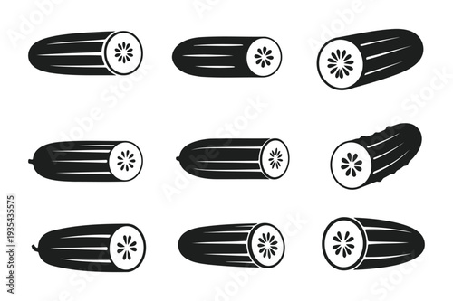 cucumber icon silhouette vector illustration isolated