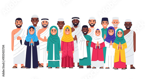 Diverse Group of People in Traditional Attire. Vector Illustrations. EPS Editable