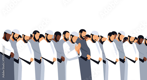 Diverse Group of Professionals Standing in Line. Vector Illustrations. EPS Editable