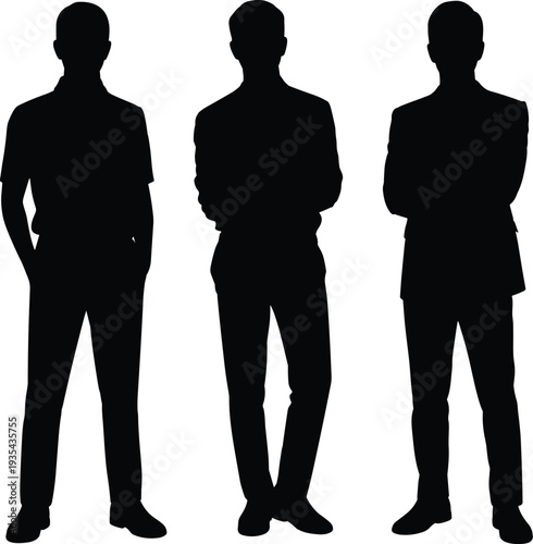 Professional corporate business team silhouette of diverse men and women in suits standing together for leadership career development success and confident office workplace partnership