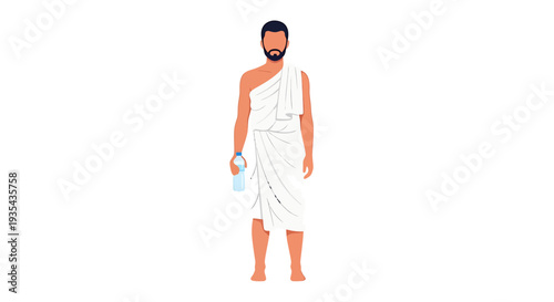 Ancient Greek Attire Toga Robe Man Figure. Vector Illustrations. EPS Editable