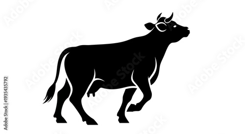 Black Silhouette Cow Walking Side Profile Illustration. Vector Illustrations. EPS Editable