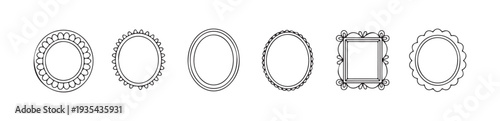 Collection of decorative circular and square frames for design elements and borders