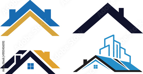 Real estate logo collection with house and building symbols
