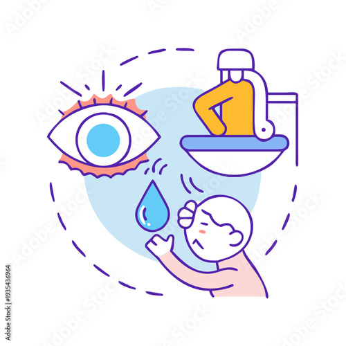 eye wash icon, rinse eyes with clean water, first aid, thin line symbol - editable stroke vector illustration
