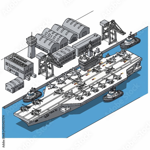 Aircraft Carrier with Support Ships and Facilities.