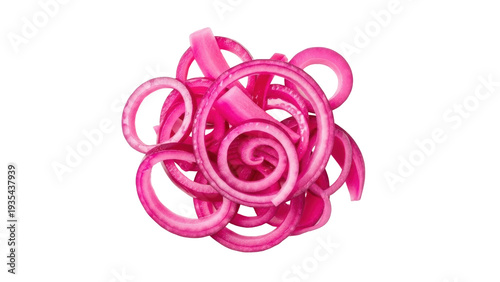 Schilderij op canvas Isolated pickled red onion rings, perfect for salads or as a flavorful sandwich