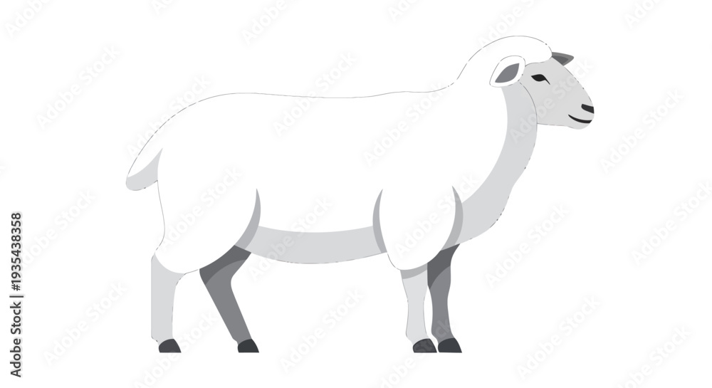Obraz premium Minimalist White Sheep Illustration for Farm Decor. Vector Illustrations. EPS Editable