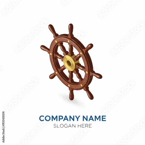 Vintage Wooden Ship Steering Wheel Closeup.