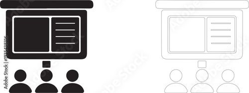 Presentation to an audience. Vector template.
