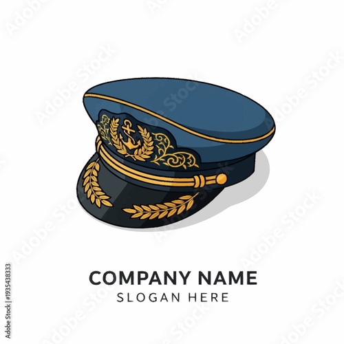 Military Officer Cap with Gold Emblems.
