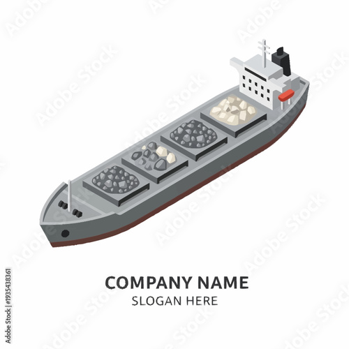 Gray Cargo Ship with Containers on Deck.