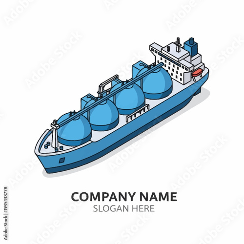 Large Blue Tanker Ship with Storage Tanks.