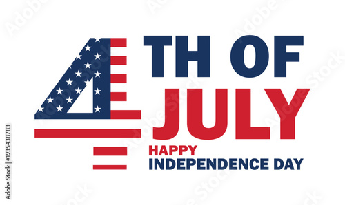 4th of July American flag graphic design, happy Independence Day celebration text and symbols