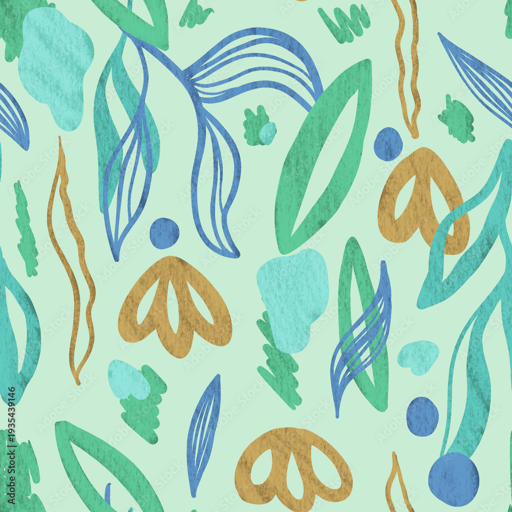 Naklejka premium Colorful abstract floral and botanical seamless pattern set