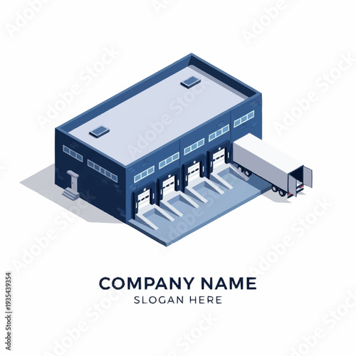 Isometric Warehouse Building with Loading Dock.