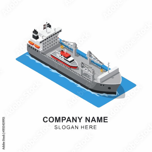 3D Isometric Illustration of Cargo Ship Vessel.